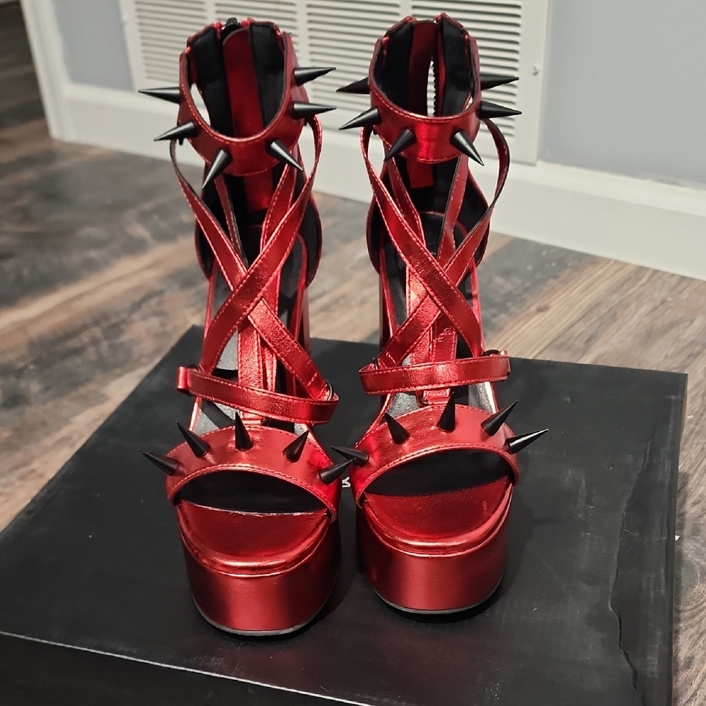 Dolls Kill Red Spiked Heels